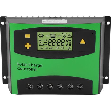 Solar Charge Controller, Solar Discharge Controller LCD Display PWM Charge Regulator 60A 12V 24V for Home Campervan. (1/5)
