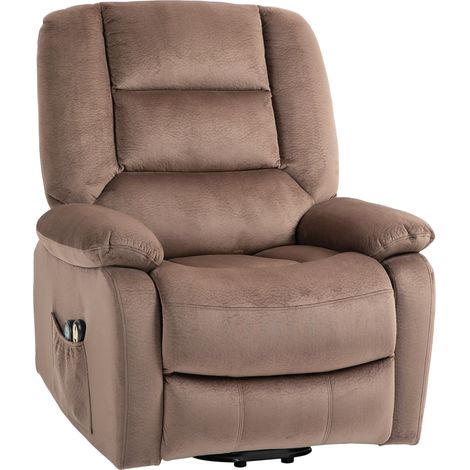 Fauteuil releveur massant chauffant inclinable effet velours marron (1/5)