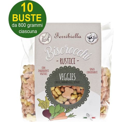 Rustic Veggies Biscuits aux carottes, betteraves et épinards pour chiens 10 sachets de 800g chacun (1/3)