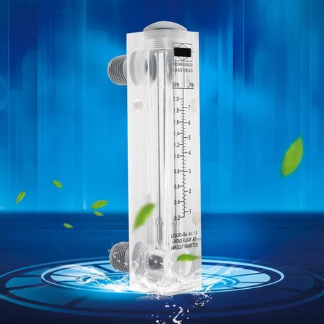 Glasscheiben-Durchflussmesser für Flüssigkeiten, Wasserdurchflussmessung: 0,2 bis 2 GPM/1,7 LPM (1/5)