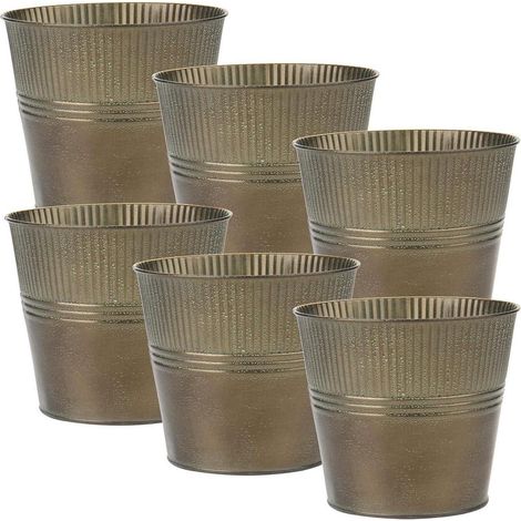 6er Set Verzinkte Blumentöpfe Dekorative Zink Töpfe drinnen draußen Oairse (1/5)