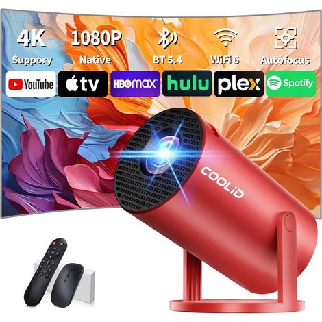Mini Vidéoprojecteur Supporte 4K 1080P avec 5G WiFi 6 Et BT 5.2 Le Projecteur Soutien Rotation 180° Portable Projecteur Video Applicable Laptop/HDMI/TV Stick,Rouge (1/5)