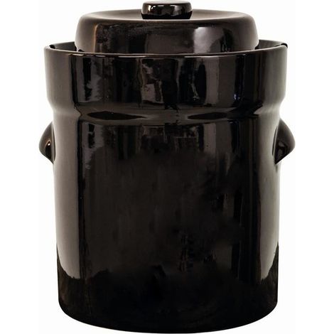 Outils Et Nature – Pot à choucroute en grès émaillé 10L – Avec 2 pierres demi-lune – Joint à eau pour étanchéité – Lacto-fermentation maison (1/5)