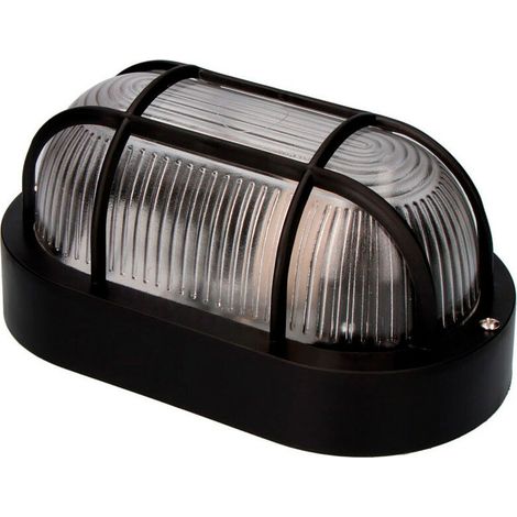 Applique extérieure ovale IP54 noire – Culot E27 40W – Dimensions 11,4x20,2x10 cm – Plastique et verre – Installation facile - 1xe27
