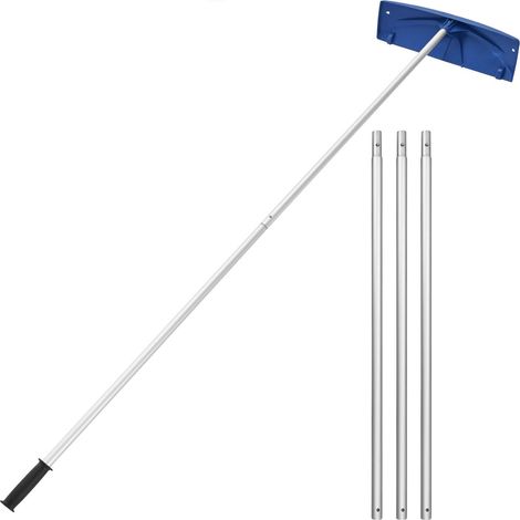 Racle à neige pour toit, lame en plastique PP 60 cm, grattoir télescopique 1,18-5,55 m avec roues, manche antidérapant, outil léger pour enlever neige, feuilles et débris sur toiture (1/5)