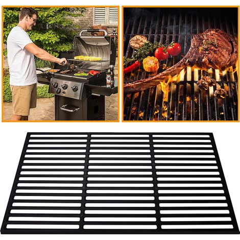 TolleTour Gusseisen Grillrost 41,5 × 27,5 cm – Emaillierter Grillrost für Holzkohlegrill, Gasgrill & Backofen, Robustes BBQ Zubehör, Schwarz