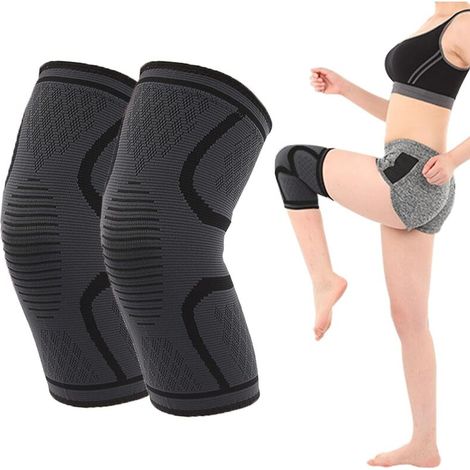 Genouillère Sport 2 Pièces, Genouillère Rotulienne et Ligamentaire, Genouillère Arthrose Genou, Respirant (M-noir) (1/5)