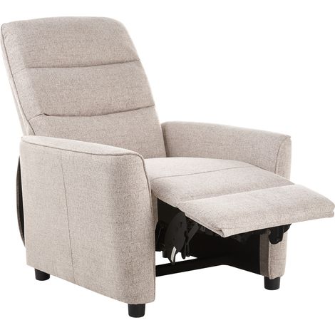 Sillón retro reclinable respaldo ajustable reposapiés tapizado tela gris pardo Sande (1/5)