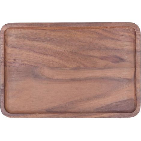 Plat de service carré en bois de noyer, décoratif, assiette à fruits, assiette à dessert, plateau, grille en bois, 25 x 17 x 1,5 cm (1/5)