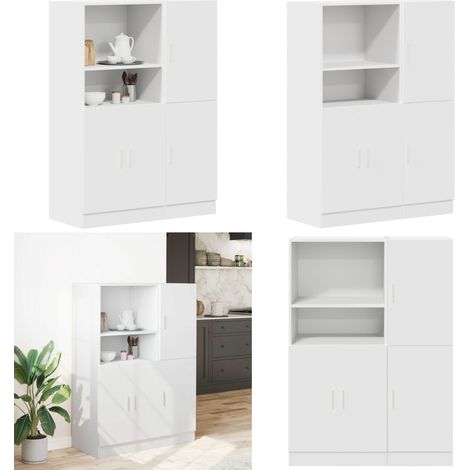 vidaXL Ensemble d'armoires de cuisine 2 pcs blanc bois d'ingénierie (1/5)