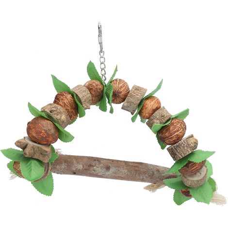 Balançoire pour oiseaux en bois, jouet à mâcher et à suspendre pour perroquets, accessoire pour cage. (1/5)