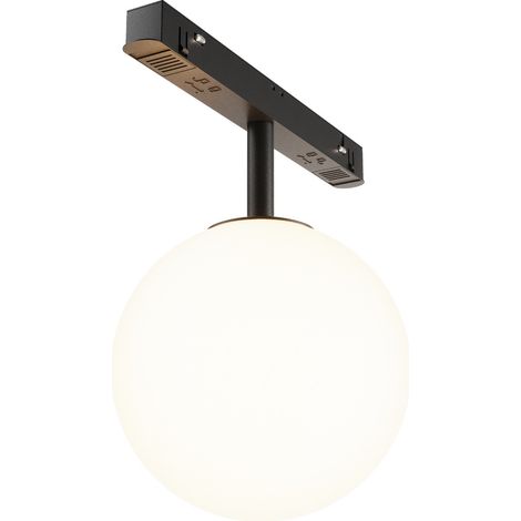 Spot rail 1 circuit noir verre boule LED 5W 3000K LUNA (1/5)