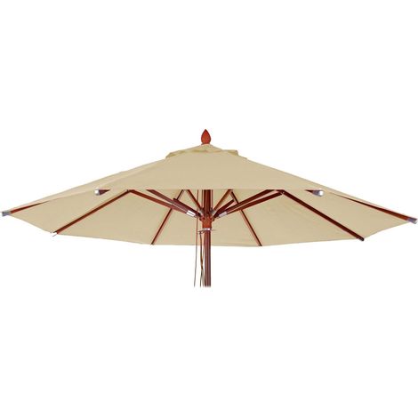 Ersatz-Bezug für Gastronomie Holz-Sonnenschirm HHG-667, Sonnenschirmbezug Ersatzbezug, rund Ø4m Polyester creme (1/5)