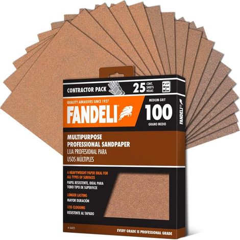 Papier de verre P100, feuilles 23 x 28 cm (230 x 280 mm) pour bois et métal, 25 feuilles (1/5)