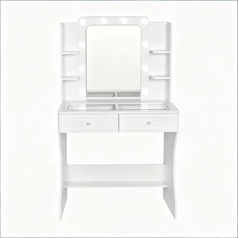 CAIziTable de rangement ouverte, coiffeuse avec plateau en verre transparent, bureau d'étude (uniquement avec table de maquillage)