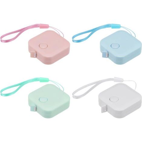 BelleRise - Lot de 4 mètres rubans rétractables — 60 pouces / 1,5 mètre — Mètres rubans carrés en plastique avec bouton-poussoir et porte-clés (1/5)