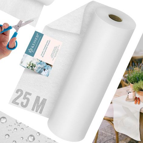 KESSER® Camino de Mesa de vellón Moderno 30cm x 25m  Decoración de mesa  Camino de Mesa lavable, hidrófugo y resistente a la intemperie - Blanco
