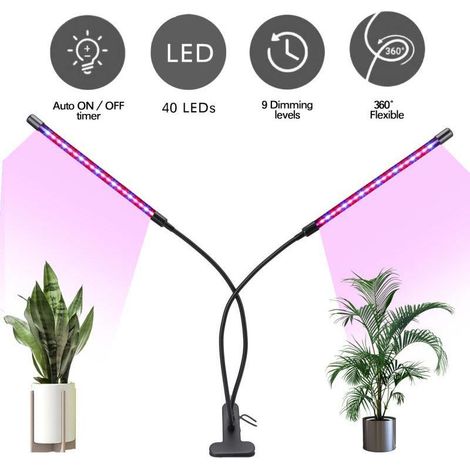 QAZQA Lampe de Plante, Spectre Complet de Lumière Lampe Horticole Lampe de Croissance LED, 3 Modes Lumière, 10 Niveaux Dimmables et 3 Modes de Minuterie (3/9/12H) pour Plante Culture Intérieur (1/5)