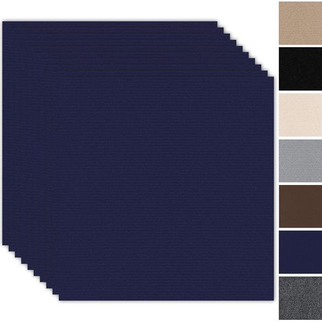 Lot de 10 dalles de moquette auto-adhésives 50 x 50 cm – 2,5 m² – Tapis de sol, tapis résistant avec dos – Pour appartement, bureau, commerce, chambre à coucher, dalles de moquette bleu foncé (1/5)