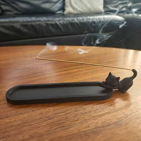 New 3D printed cat figurine, a lazy kitten, incense holder, incense burner, desktop storage, creative craft, indoor ornament. (1/4)