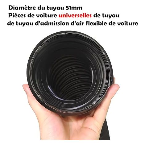 durite admission air,Pièces de voiture universelles de tuyau de tuyau d'admission d'air flexible de voiture,noir (51mm) (1/3)