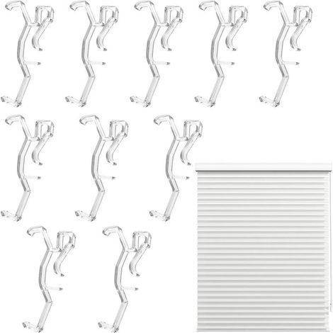 10 Pieces 2 Inch Valance Clips Invisible Clear Plastic Top Mounting Brackets for Venetian Blinds and Faux Wood Blinds (1/5)