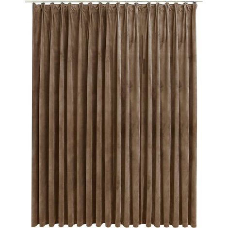 vidaXL Cortina opaca con ganchos terciopelo beige 290x245 cm (1/2)