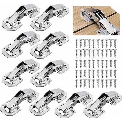 10 PCS Acier alli Charniere Porte Placard/ Cuisine, 3 Pouces Charniere Meuble,Charnire Invisible, Faites Correspondre la vis, Convient aux Portes D\'armoires de Bureau (1/4)