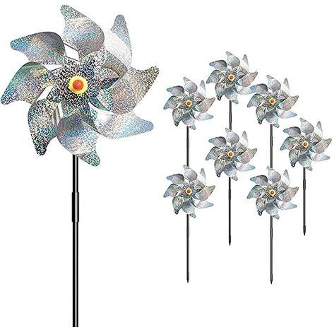 Effaroucheur Oiseaux élement décoratif de jardin,8 Pièces Anti-Oiseaux Moulin à Vent,pour Protéger Le Jardin, Verger et Cour Intérieure (1/5)