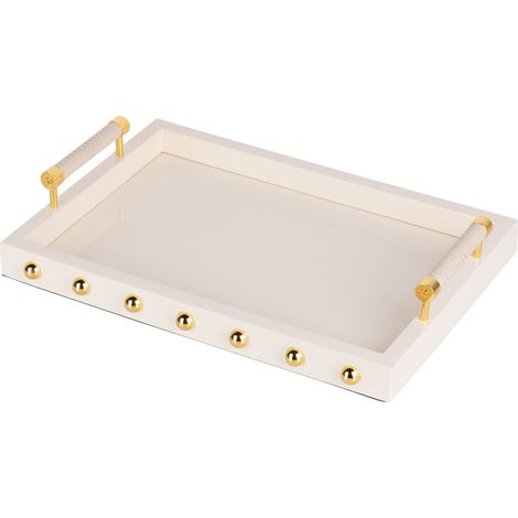 Beiges MDF-/Edelstahltablett 45X31X9 cm (1/5)