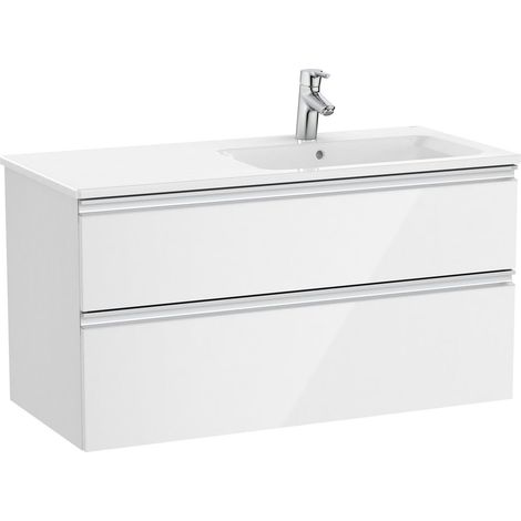 Pack Unik mueble base de 2 cajones + lavabo THE GAP - ROCA Color: Blanco brillo - Medidas: 1005x460x537 mm - Posición del lavabo: Izquierda