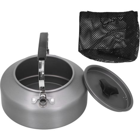Tragbarer 1,6-Liter-Campingkessel für Wandern, Angeln und Grillen (schwarzer Griff) (1/5)