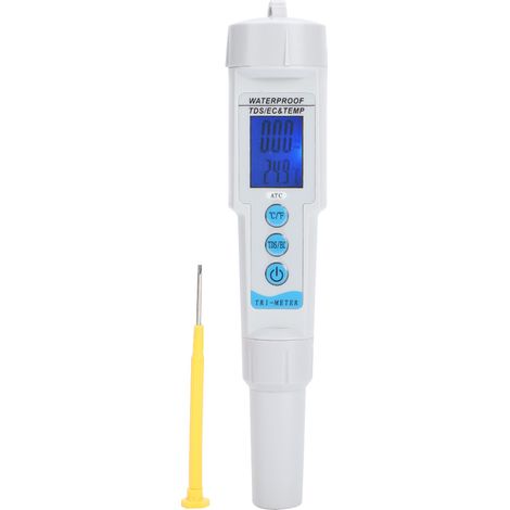 Testeur Qualité Eau Portable EC TDS Température Calibration Automatique Compensation ATC Écran LCD Rétroéclairé Sonde Remplaçable (1/5)