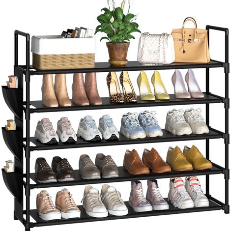 Étagère à Chaussures à 5 Niveaux Rangement de Chaussures - 20 à 25 Paires - Étagère à Chaussures pour Armoire Organiseur d'entrée - Support à Chaussures Peu encombrant (1/5)