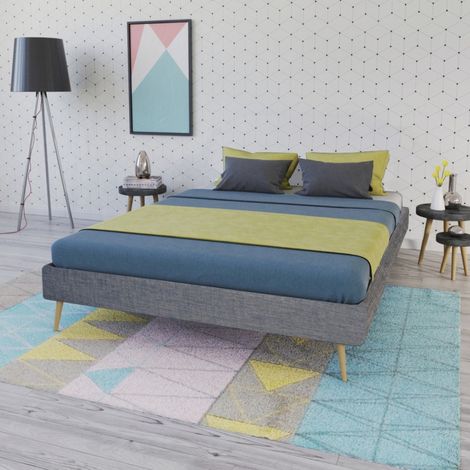 Bett BOREA 160x200 Stoff + 1 Bettkasten / Dunkelgrau/ 215x167x34 (1/2)