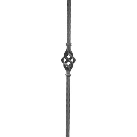 Poteau en fer forgé martelé en carré de 25mm avec un motif - DECO FER FORGE