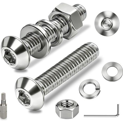50 Pièces M4 Vis et Écrous Set, Boulons et Écrous M4x10 mm Vis à Tête Hexagonale Acier Inoxydable 304 Ronde Boulon avec Rondelles pour Meubles Industriels (1/5)