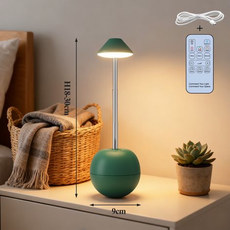 Kabellose Tischleuchte, kabellose Nachttischlampe, Nachtlicht, wiederaufladbar, dekorative Lampe, Schlafzimmerlampe, Schreibtischlampe, ferngesteuerte Stimmungsleuchte für den Nachttisch, grün