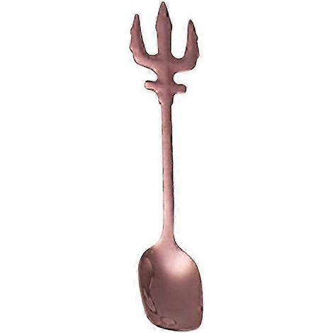 Cuillère à café au lait/glace en acier inoxydable au design trident créatif, or rose LQCR (1/5)