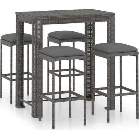 Maison Exclusive - 5-tlg. Gartenbar-Set mit Kissen Poly Rattan Gr