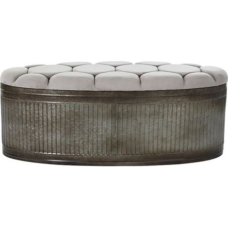 Banquette Coffre en métal coloris beige - Longueur 121 x Profondeur 44 x Hauteur 47,5 cm -PEGANE- (1/4)