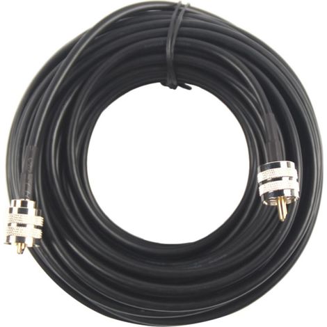 Câble Coaxial Rg58 Uhf Pl-259 Mâle à Mâle, Cuivre Caoutchouc Noir Connexion Fiable à Faible Perte, pour Récepteur et Antenne, Amateur et Radio Cb (1/5)