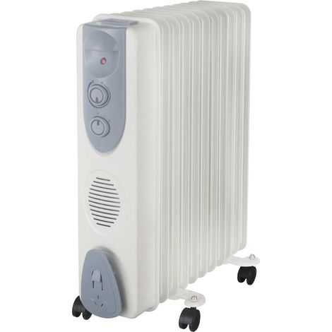 Pyramidea TL011 Riscaldatore Ambiente Elettrico a Olio 2500 W 11 Elementi 3 Livelli di Potenza Protezioni Integrate colore Grigio (1/2)