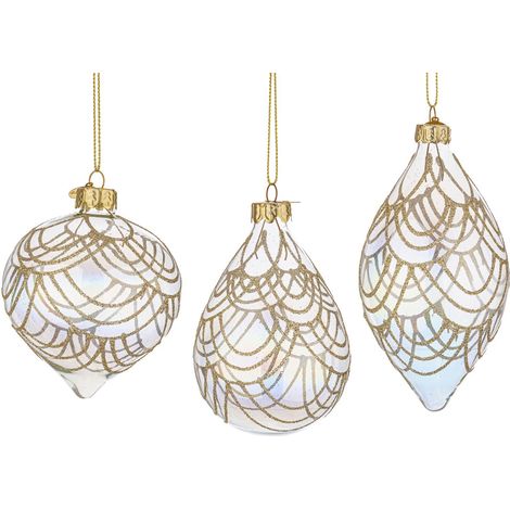 set.3 Pendaglio in vetro " Prism" iridescente per decorazioni natalizie (1/2)
