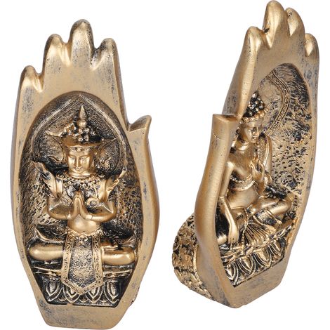 Statue Bouddha Dorée en Résine, Décoration Zen pour Salon et Bureau (1/5)