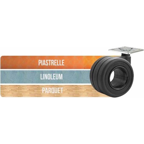RUOTA WHOLE NERA POLIURETANO MM.65 CON PIASTRA 47X (1/2)