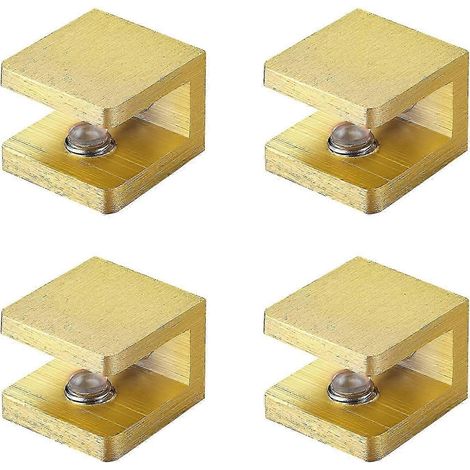 Clips de fixation pour verre réglables sans perçage, ensemble de quatre pièces en laiton doré, accessoires de fixation pour verre de salle de bain (1/2)