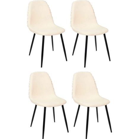 Lot de 4 Chaises Design "Mora" 86cm Beige & Noir (1/5)