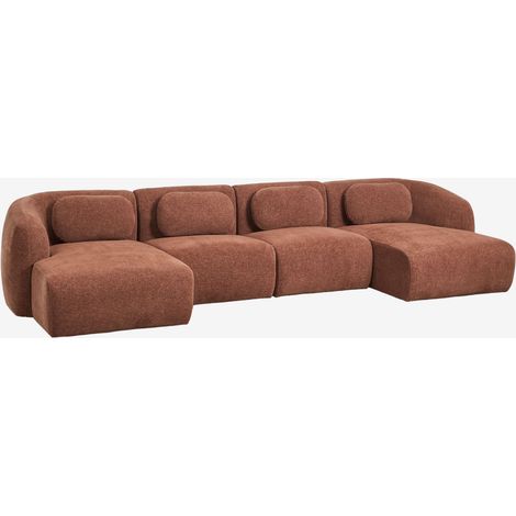 SKLUM Modulares Sofa mit doppelter Chaiselongue aus 4 Teilen in Chenille Coquette                                   