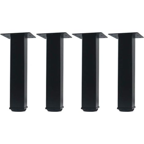 Set di 4 piedini regolabili neri per mobili (1-15 mm) – Lega di alluminio rinforzata – Base in PVC antiscivolo – Per bagno e cucina